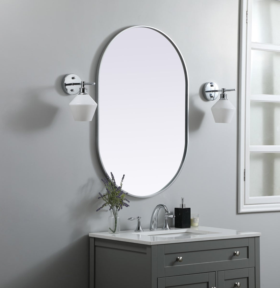 Metal Frame Oval Mirror 27X40 Inch In Silver