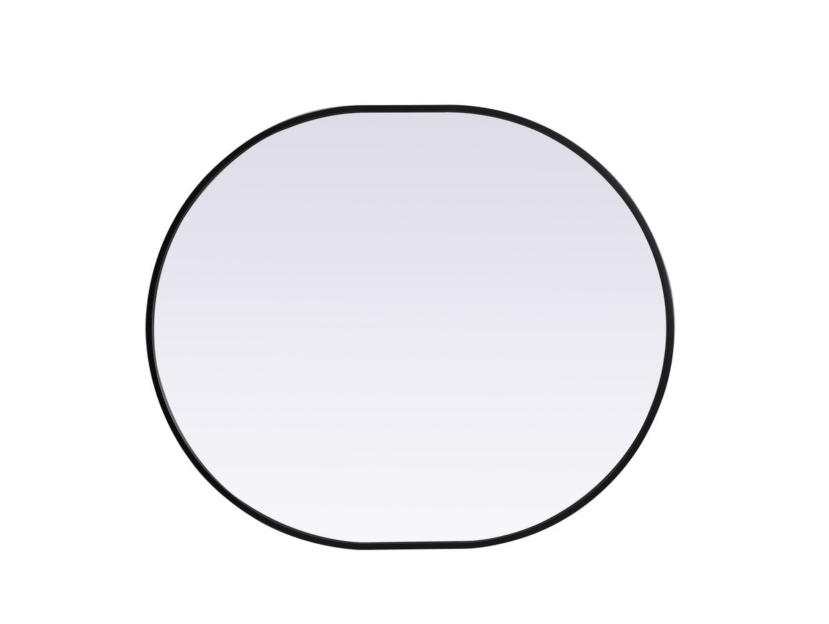 Metal Frame Oval Mirror 30X36 Inch In Black