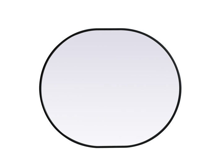Metal Frame Oval Mirror 30X36 Inch In Black