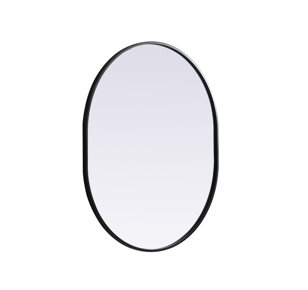 Metal Frame Oval Mirror 30X36 Inch In Black