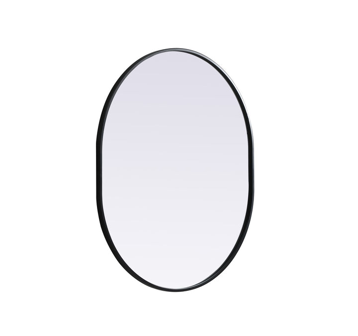 Metal Frame Oval Mirror 30X36 Inch In Black