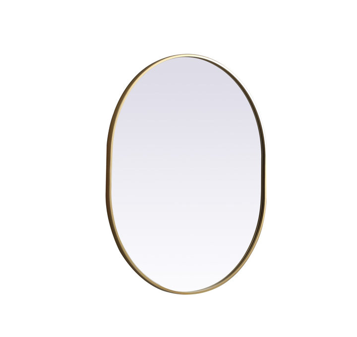 Metal Frame Oval Mirror 30X36 Inch In Brass