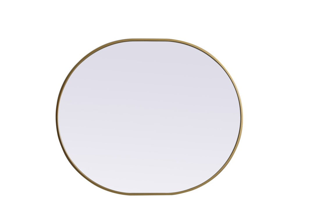 Metal Frame Oval Mirror 30X36 Inch In Brass