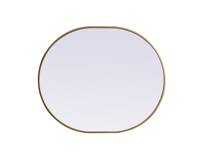 Metal Frame Oval Mirror 30X36 Inch In Brass