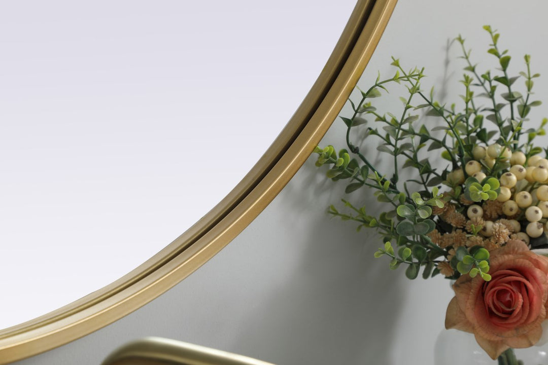 Metal Frame Oval Mirror 30X36 Inch In Brass