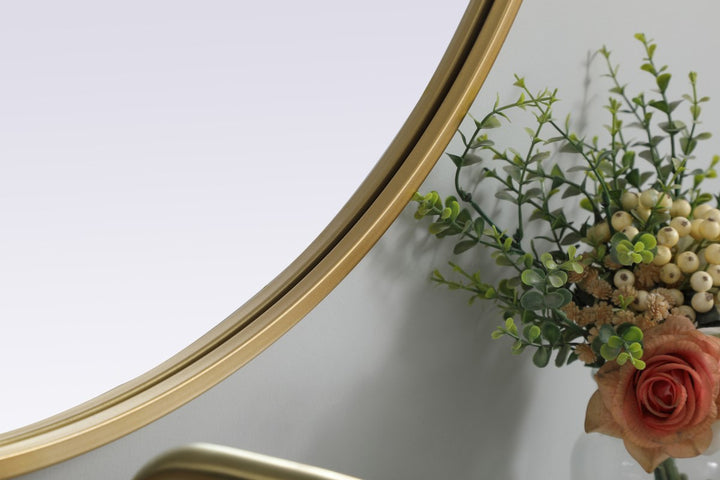 Metal Frame Oval Mirror 30X36 Inch In Brass