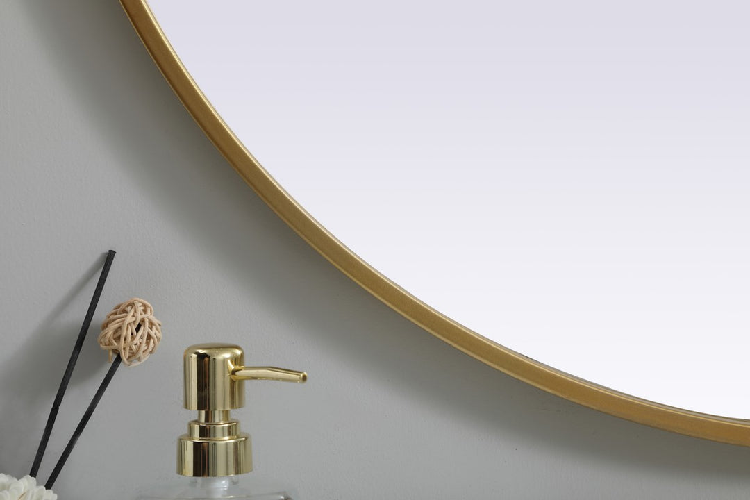 Metal Frame Oval Mirror 30X36 Inch In Brass