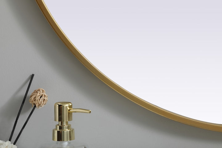 Metal Frame Oval Mirror 30X36 Inch In Brass