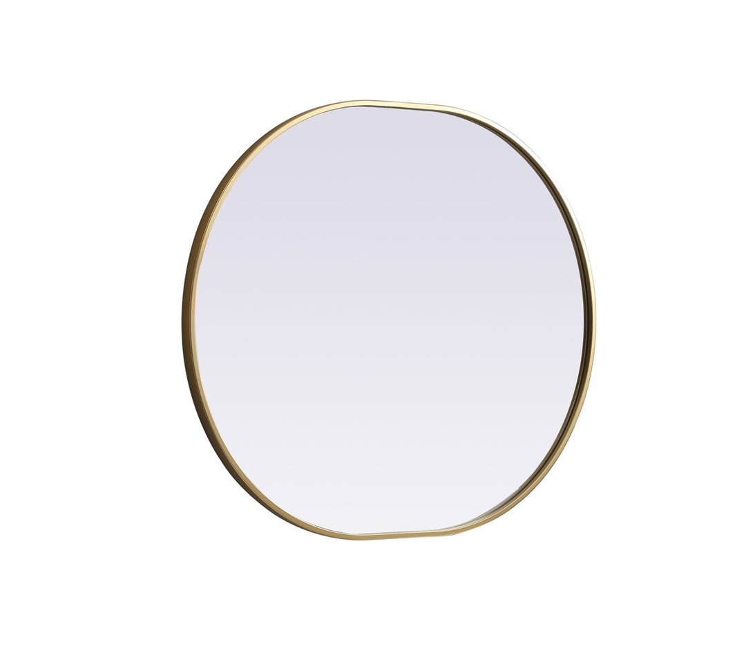 Metal Frame Oval Mirror 30X36 Inch In Brass