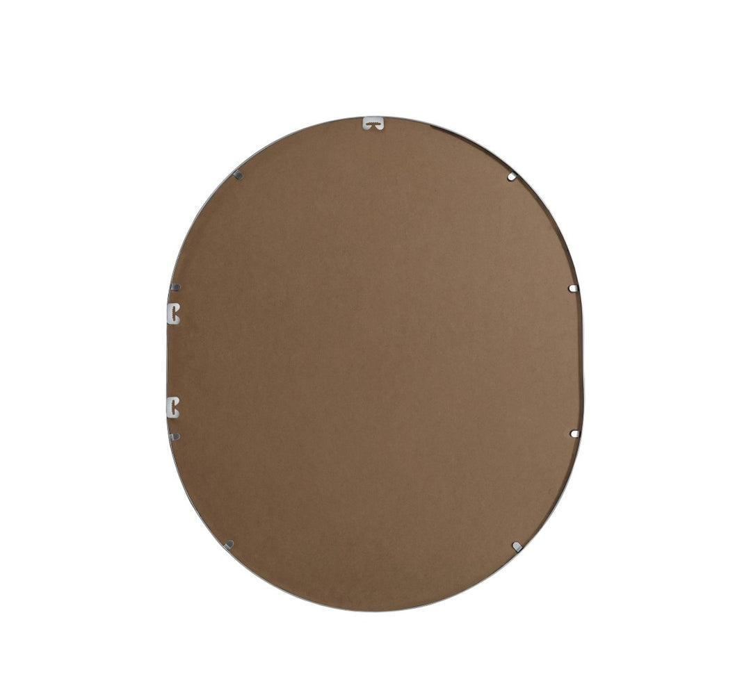 Metal Frame Oval Mirror 30X36 Inch In Silver