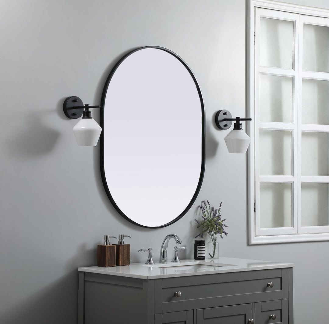 Metal Frame Oval Mirror 30X40 Inch In Black