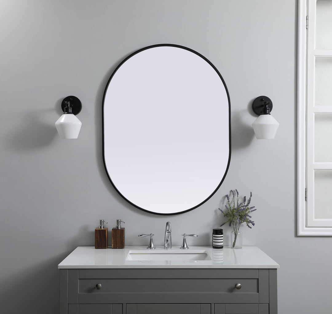 Metal Frame Oval Mirror 30X40 Inch In Black