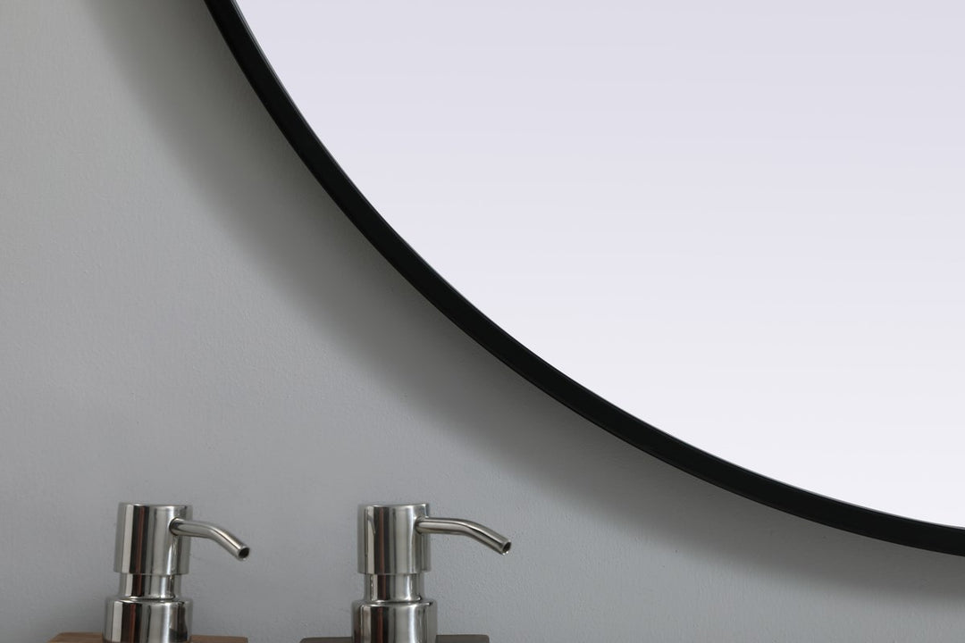 Metal Frame Oval Mirror 30X40 Inch In Black