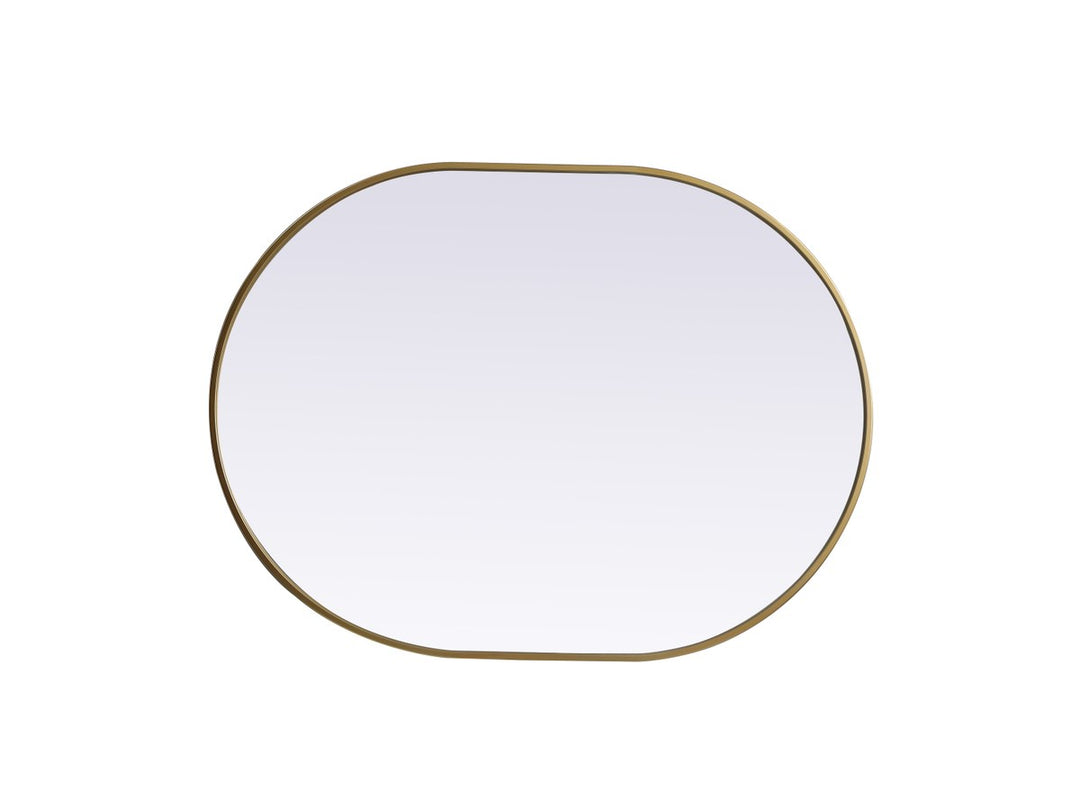 Metal Frame Oval Mirror 30X40 Inch In Brass