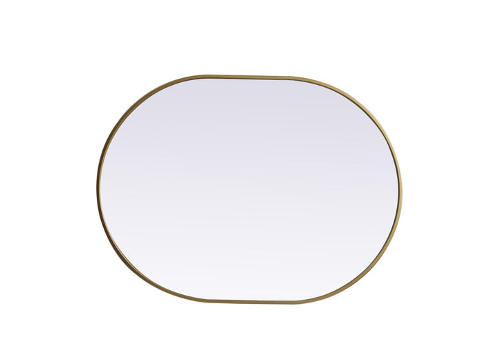 Metal Frame Oval Mirror 30X40 Inch In Brass