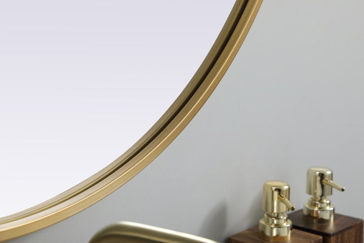 Metal Frame Oval Mirror 30X40 Inch In Brass