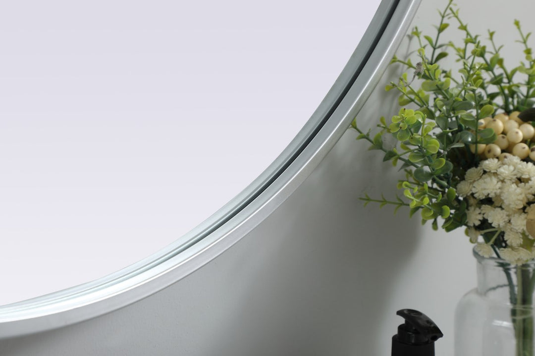 Metal Frame Oval Mirror 30X40 Inch In Silver