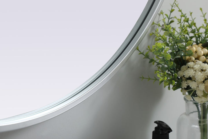 Metal Frame Oval Mirror 30X40 Inch In Silver