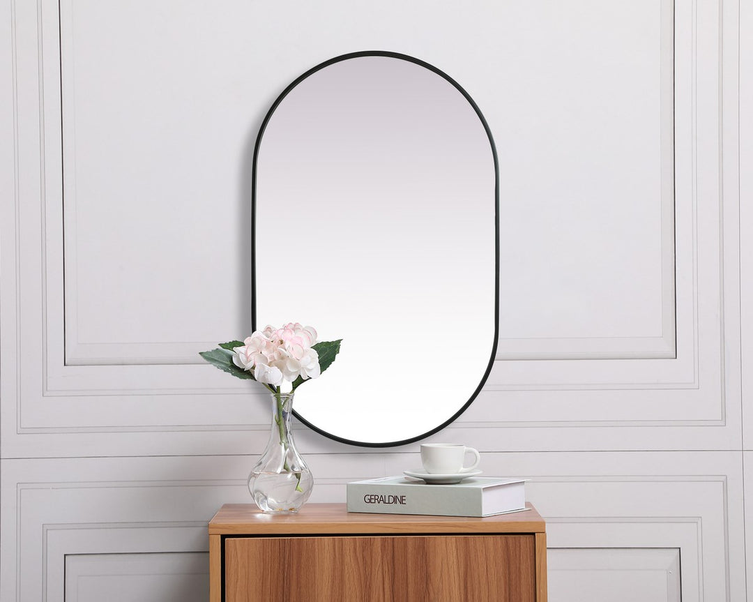 Metal Frame Oval Mirror 30X48 Inch In Black