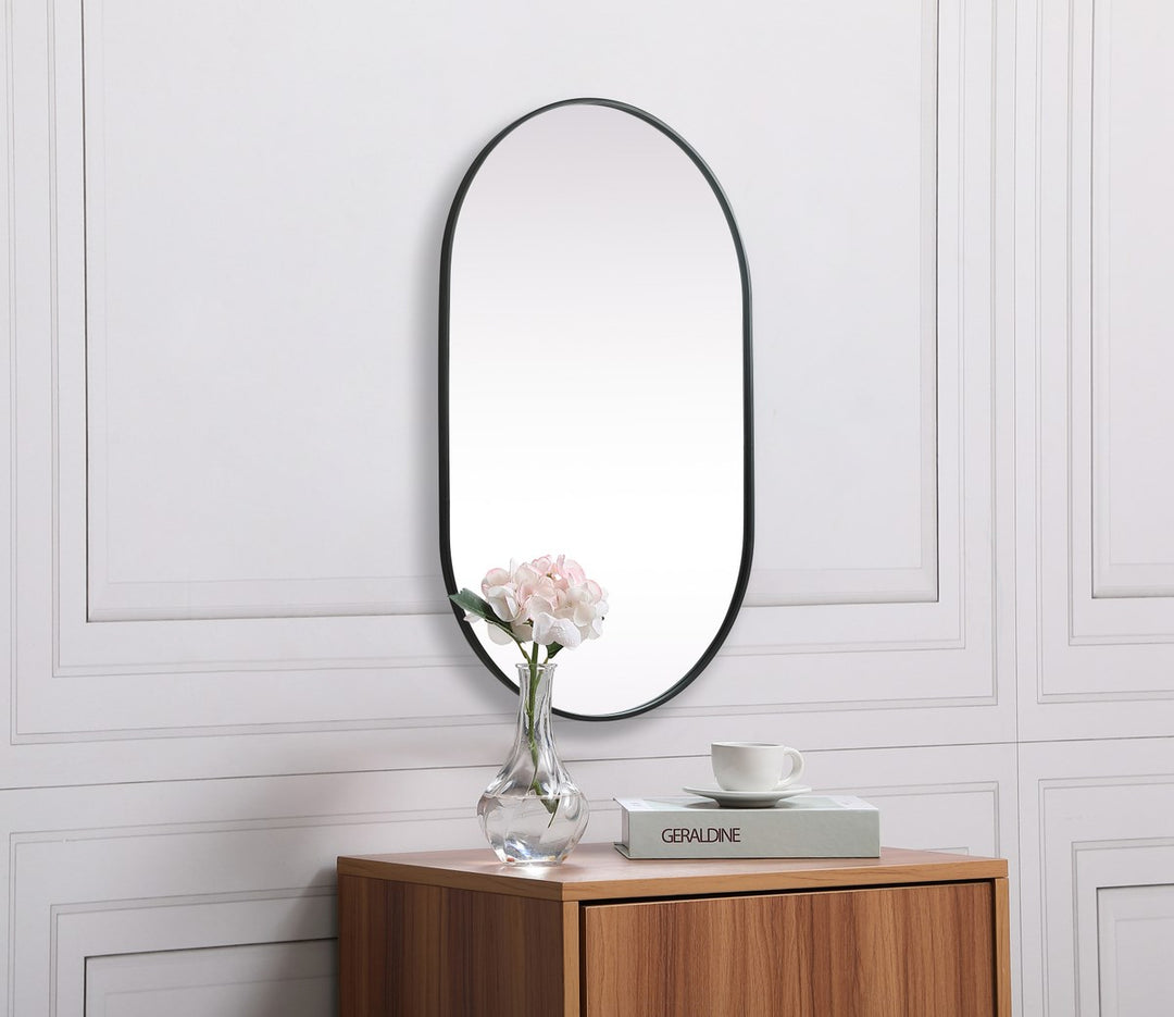 Metal Frame Oval Mirror 30X48 Inch In Black
