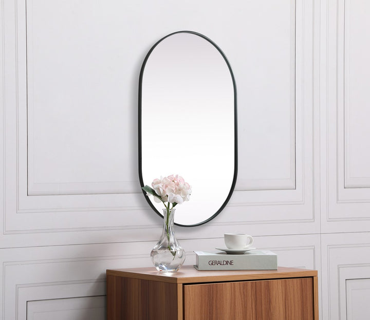 Metal Frame Oval Mirror 30X48 Inch In Black