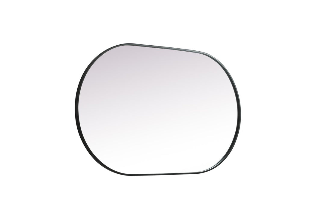 Metal Frame Oval Mirror 30X48 Inch In Black