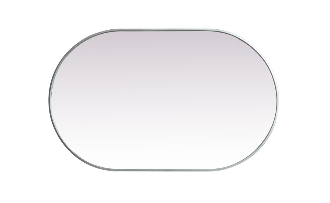 Metal Frame Oval Mirror 30X48 Inch In Silver