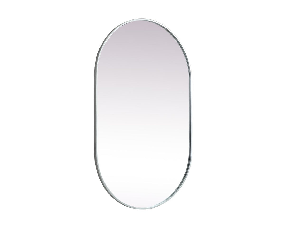 Metal Frame Oval Mirror 30X48 Inch In Silver