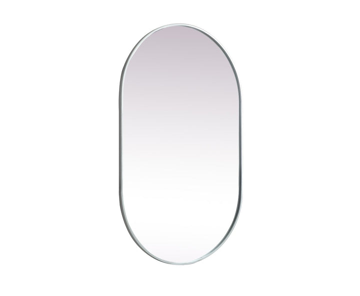 Metal Frame Oval Mirror 30X48 Inch In Silver