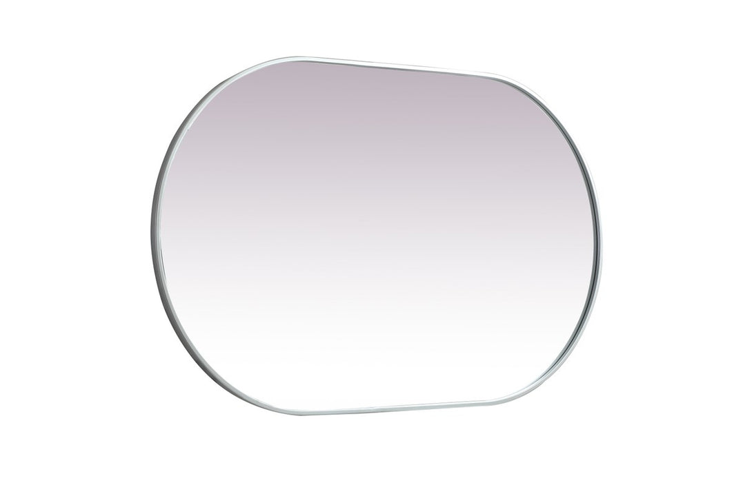 Metal Frame Oval Mirror 30X48 Inch In Silver