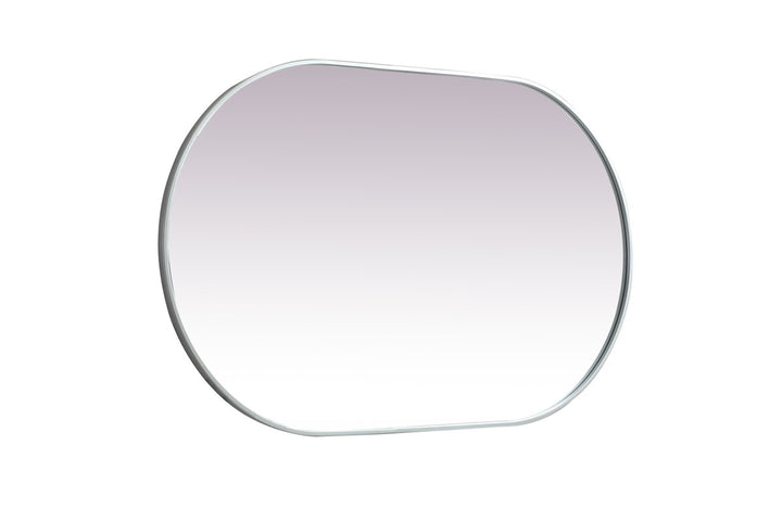 Metal Frame Oval Mirror 30X48 Inch In Silver