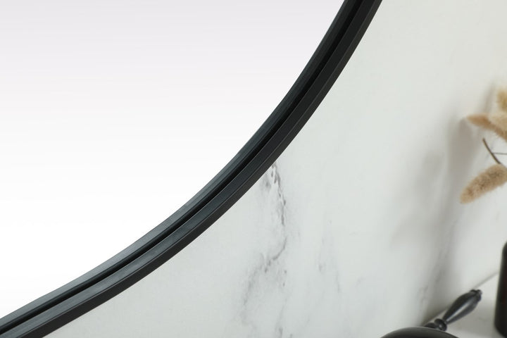Metal Frame Oval Mirror 30X60 Inch In Black