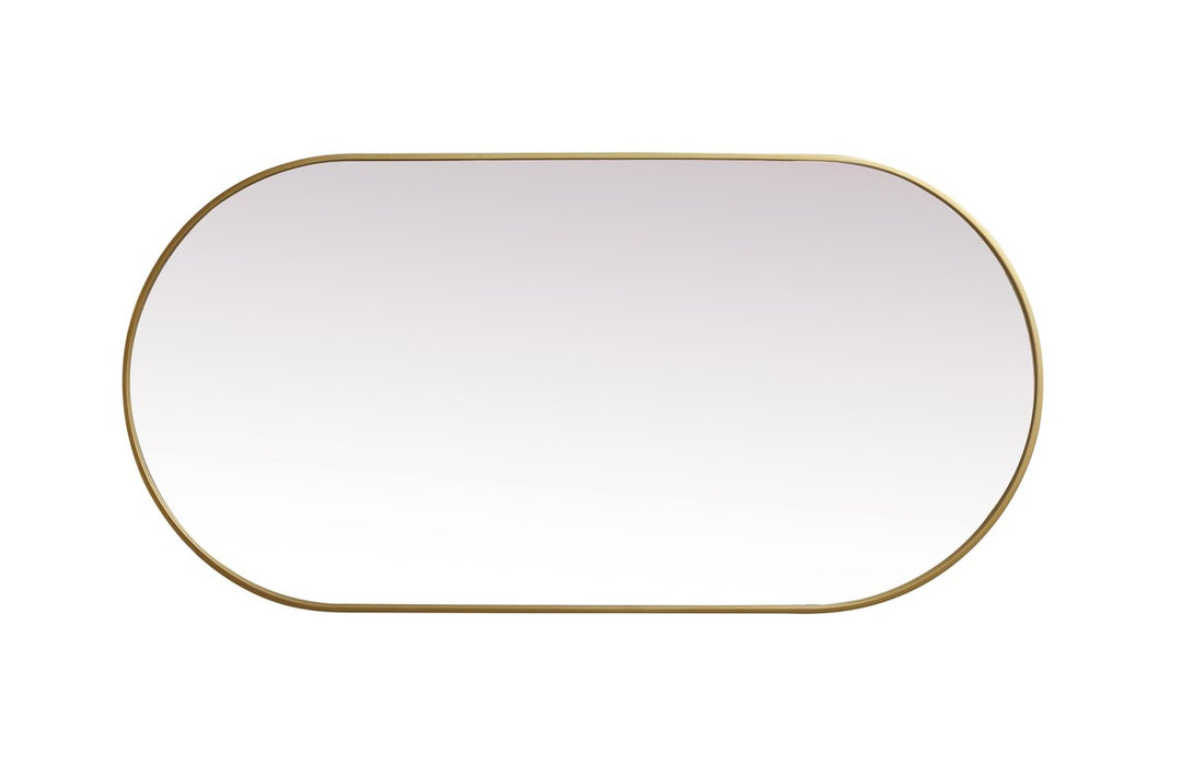 Metal Frame Oval Mirror 30X60 Inch In Brass