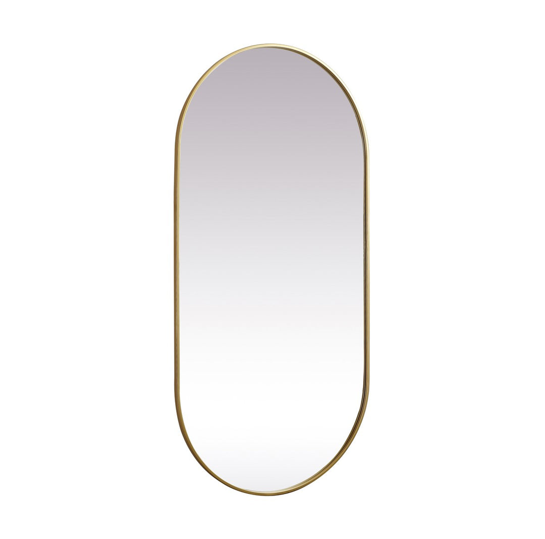 Metal Frame Oval Mirror 30X60 Inch In Brass