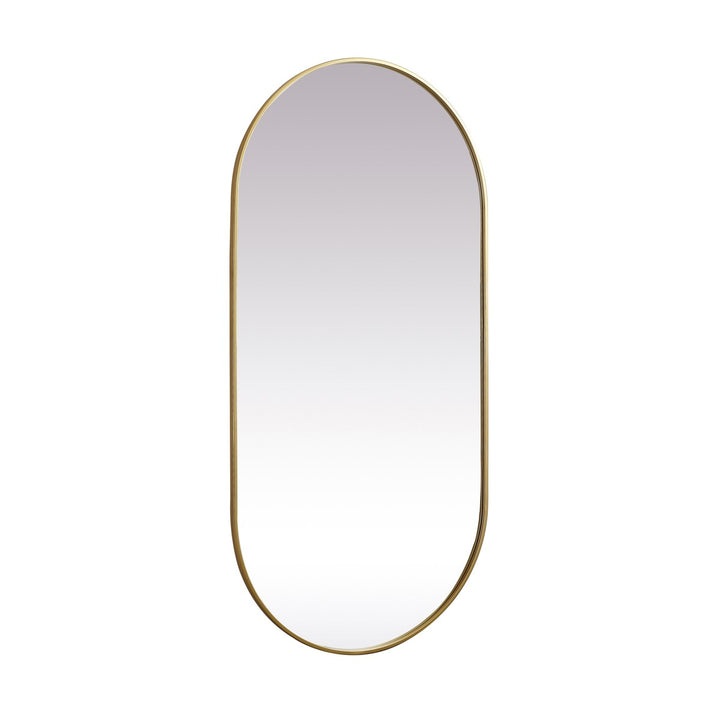 Metal Frame Oval Mirror 30X60 Inch In Brass