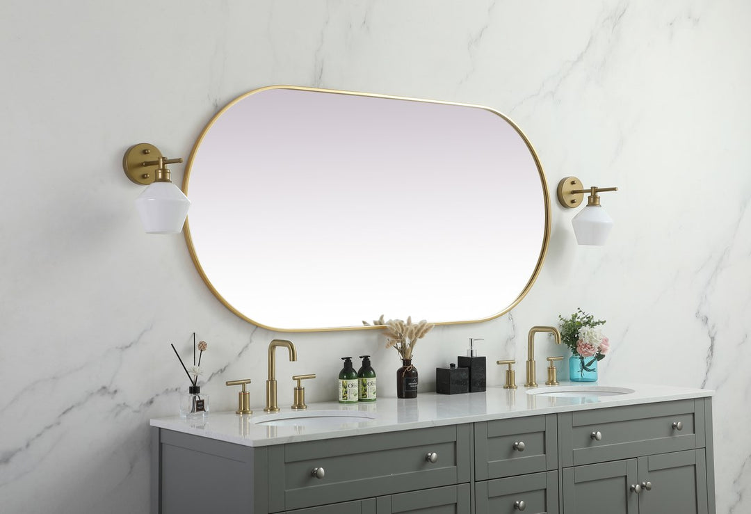 Metal Frame Oval Mirror 30X60 Inch In Brass