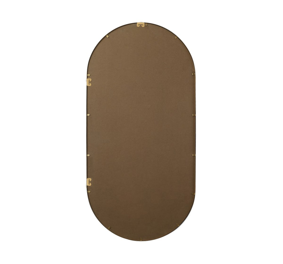 Metal Frame Oval Mirror 30X60 Inch In Brass