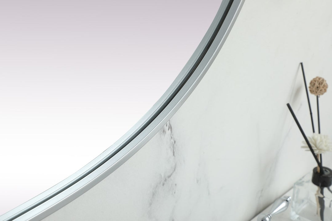 Metal Frame Oval Mirror 30X60 Inch In Silver