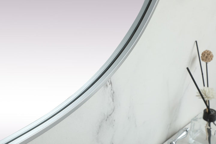 Metal Frame Oval Mirror 30X60 Inch In Silver