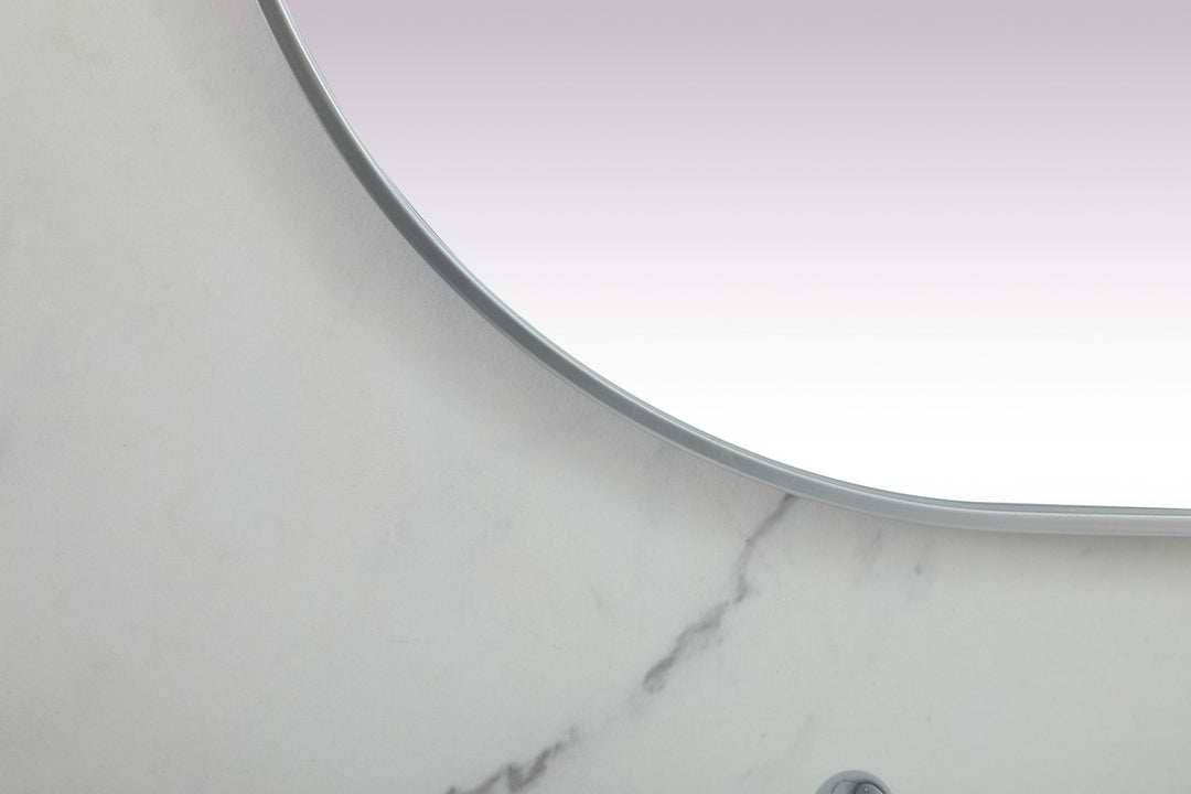 Metal Frame Oval Mirror 30X60 Inch In Silver