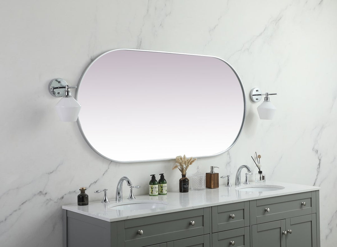 Metal Frame Oval Mirror 30X60 Inch In Silver