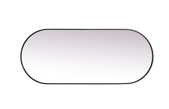Metal Frame Oval Mirror 30X72 Inch In Black