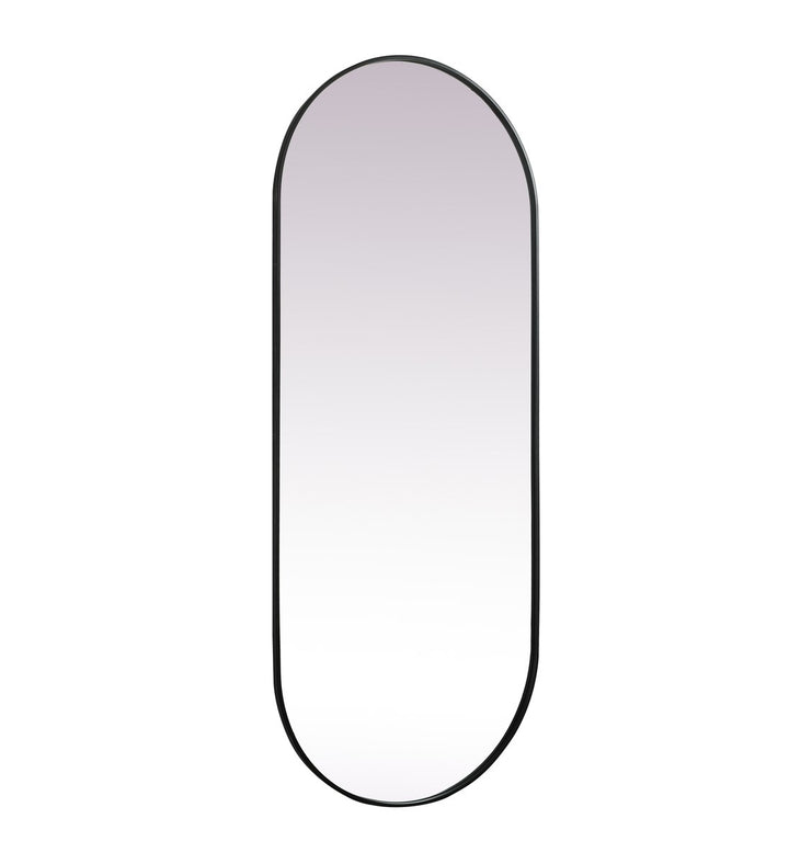 Metal Frame Oval Mirror 30X72 Inch In Black