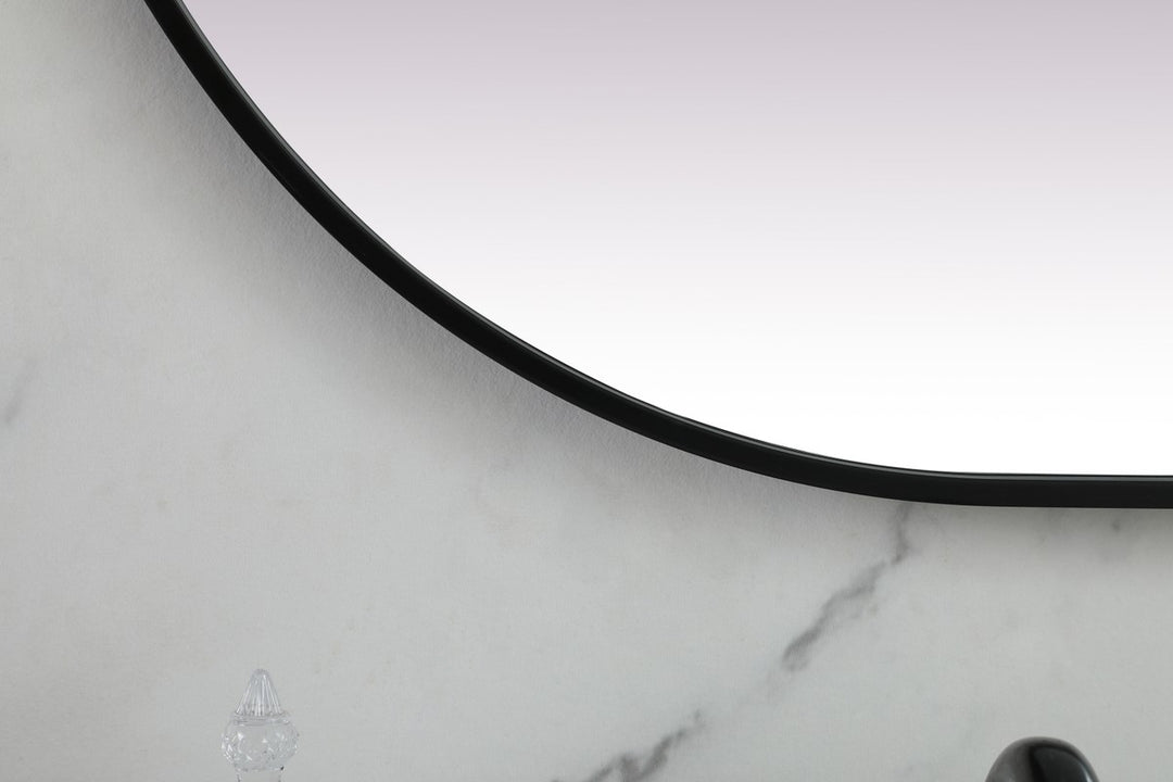 Metal Frame Oval Mirror 30X72 Inch In Black
