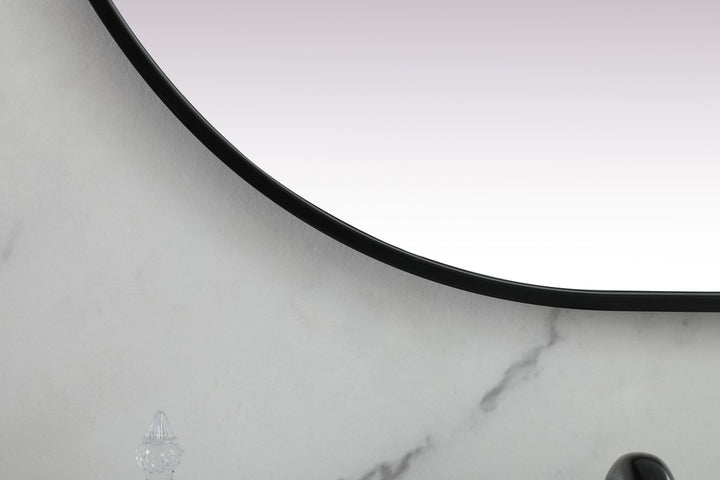 Metal Frame Oval Mirror 30X72 Inch In Black