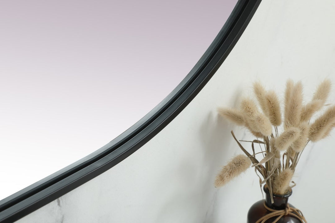 Metal Frame Oval Mirror 30X72 Inch In Black
