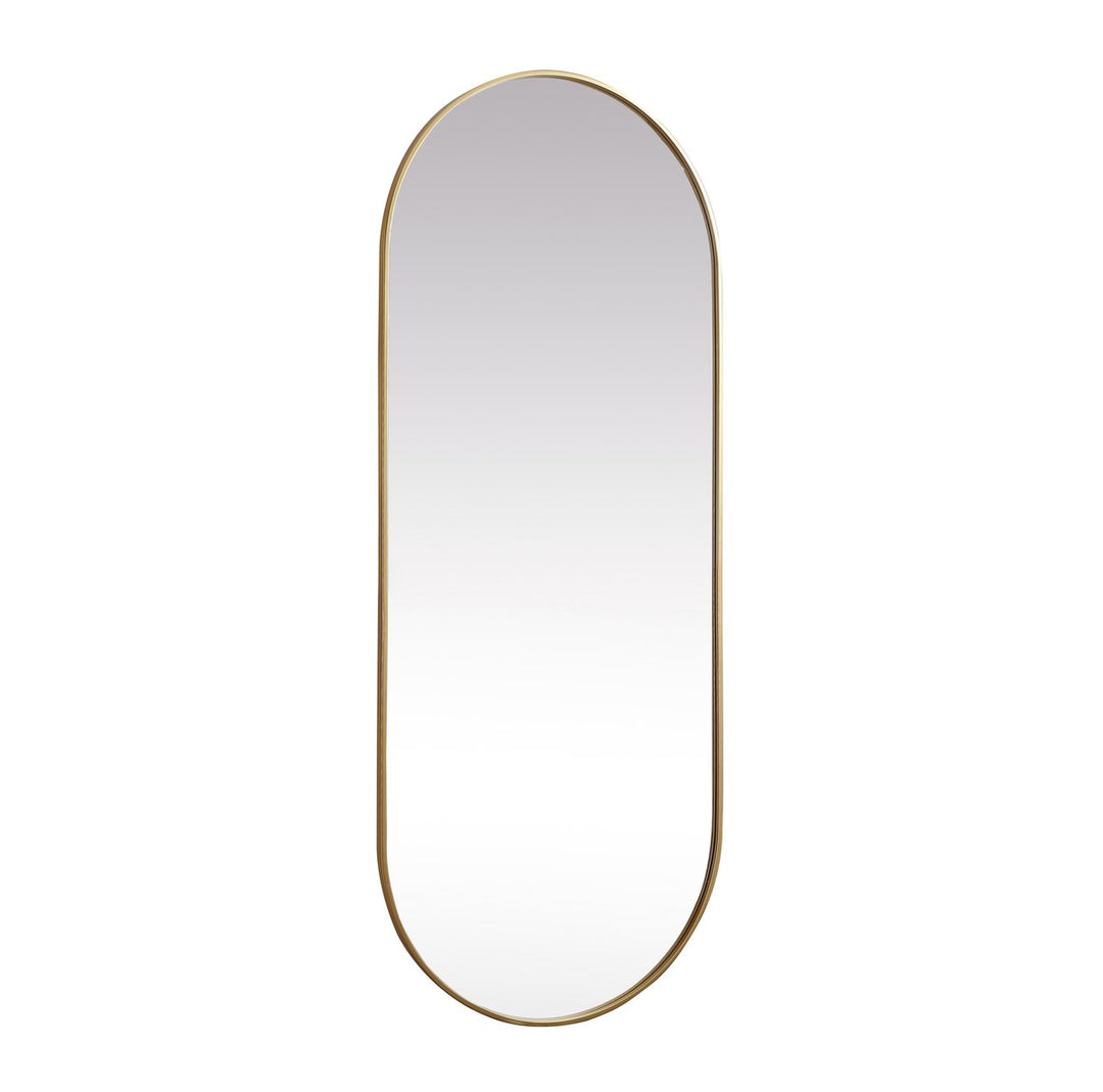 Metal Frame Oval Mirror 30X72 Inch In Brass