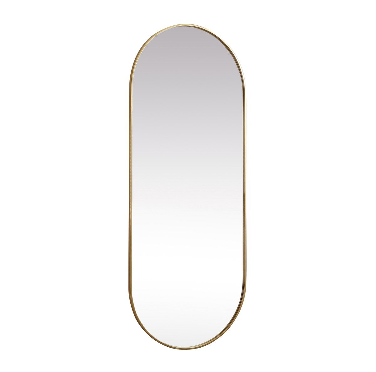 Metal Frame Oval Mirror 30X72 Inch In Brass