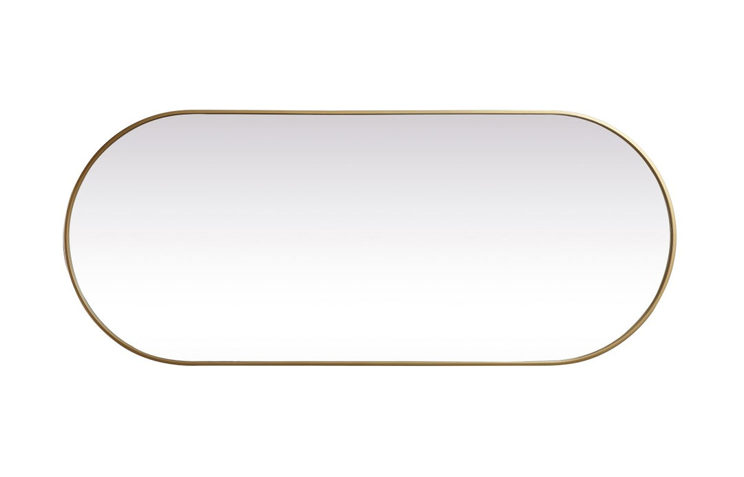 Metal Frame Oval Mirror 30X72 Inch In Brass