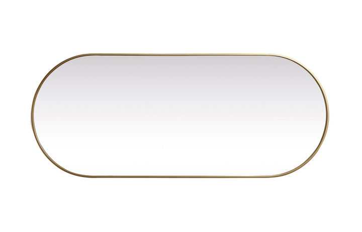 Metal Frame Oval Mirror 30X72 Inch In Brass